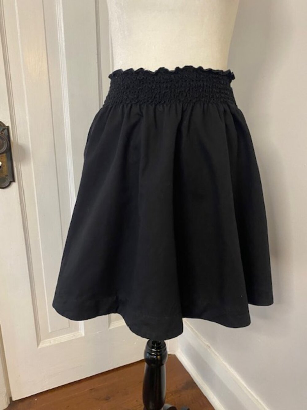 Kate Spade Saturday Black Linen/Cotton Blend Skirt Size Small Elastic, Pockets - Picture 2 of 11